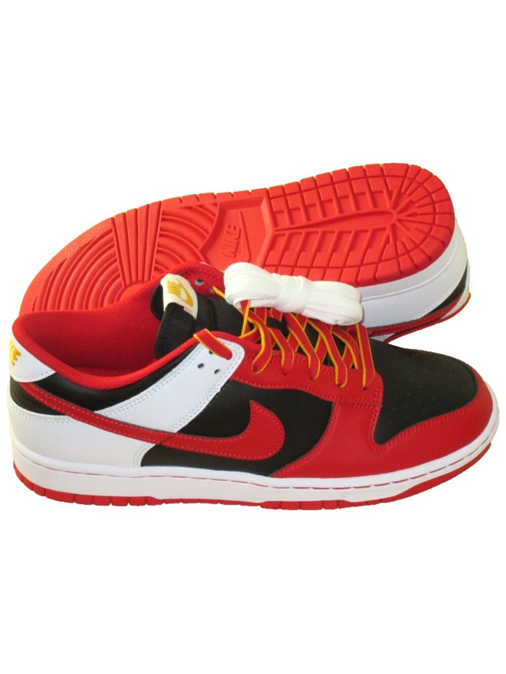 Nike Men's Dunk Low Retro Black University Red White 3 Tone Shoes Size 11 NEW